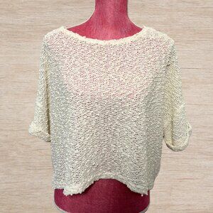 H&M Cream White Bouclé Top Metallic Thread Blouse Womens Sz Small Spring Summer